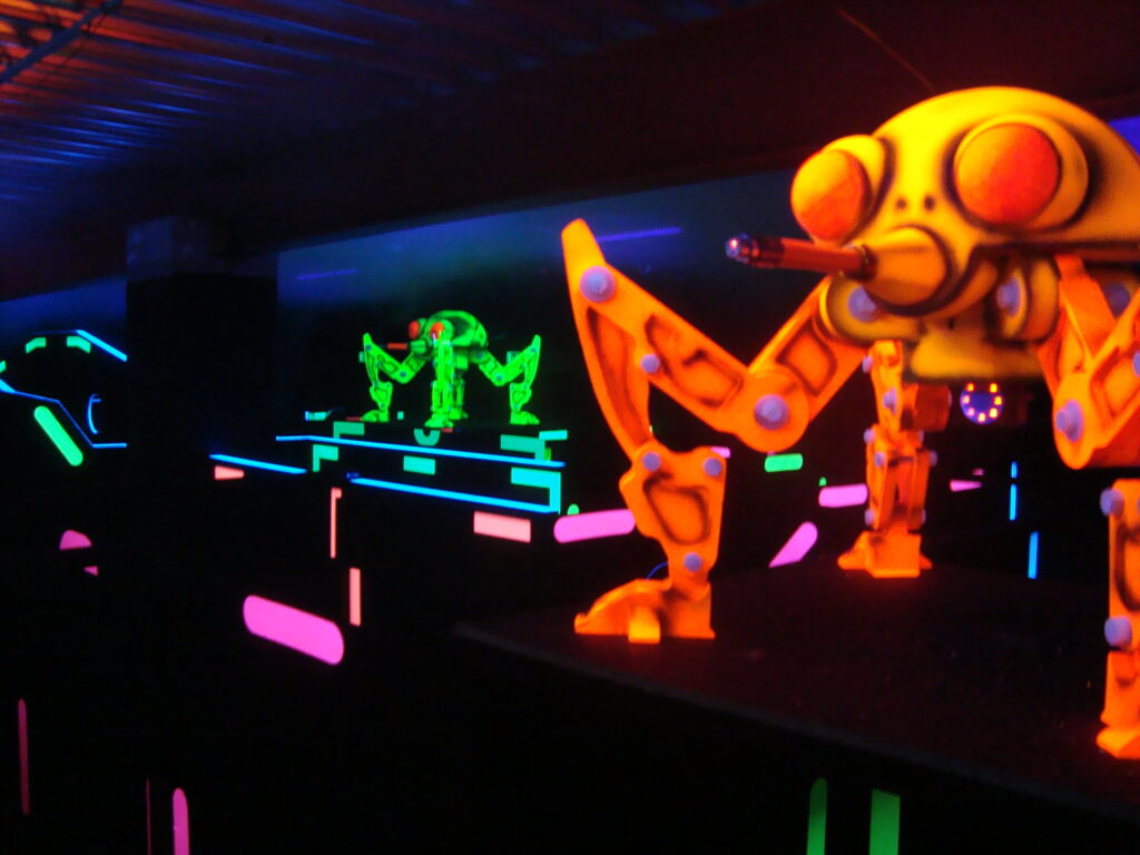 a group of robots on a stage